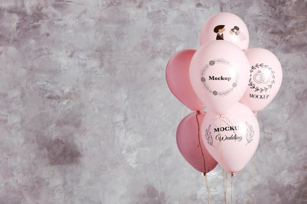 Free Front View Of Wedding Balloons Mock-Up Psd