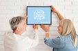 Free Front View Of Woman Holding A Frame Mock-Up Psd