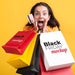 Free Front View Of Woman With Black Friday Concept Psd