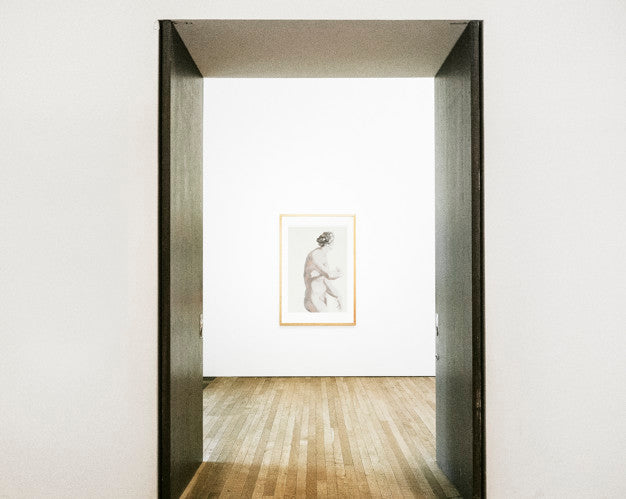 Free Hallway Doors Opening To Framed Art On A Wall Psd