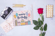 Free Happy Birthday Mock-Up With Rose And Retro Camera Psd