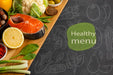 Free Healthy Menu Concept With Fish And Veggies Psd