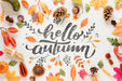 Free Hello Autumn Calligraphy Surrounded By Autumn Decor Psd