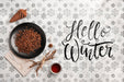 Free Hello Winter Message And Coffee On Table Psd