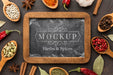 Free Herbs And Spices Mock-Up Above View Psd