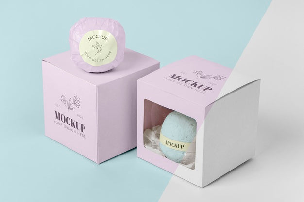 Free High Angle Bath Bombs In Pink Boxes Psd