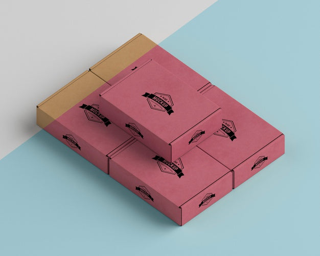 Free High Angle Red Boxes Assortment Psd