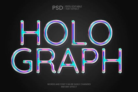Free Holographic Text Effect Psd