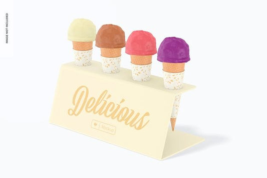 Free Ice Cream Cone Holder Mockup, Left View Psd