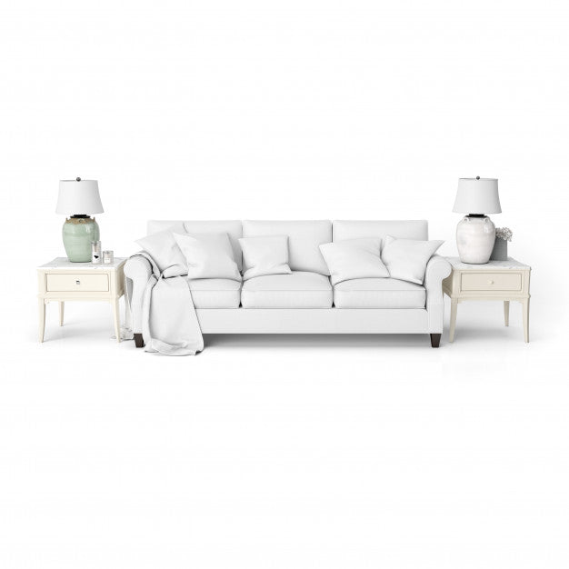 Free Interior Design Mockup Of Living Room With White Furniture Psd