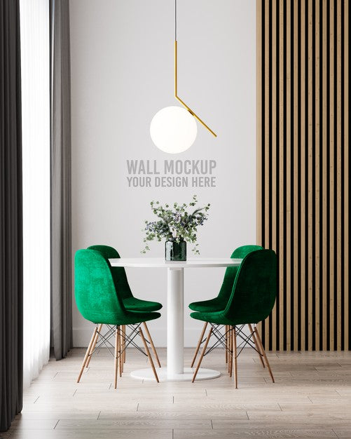 Free Interior Dining Room Wallpaper Mockup Psd