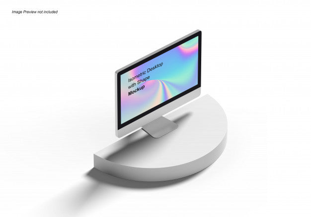 Free Isometric Desktop With Shape Mockup Psd