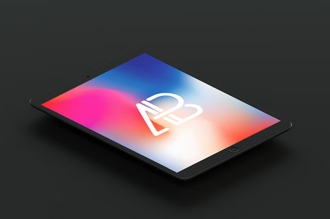 Free Isometric Matte Black Ipad Pro 10.5 Mockup