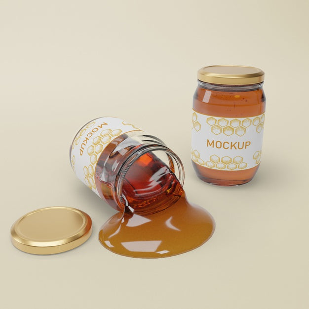 Free Jars With Natural Honey On Table Psd