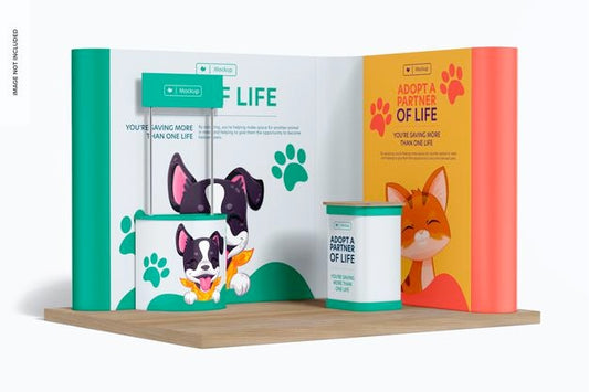 Free L Shaped Pop Up System With Stands Mockup Psd