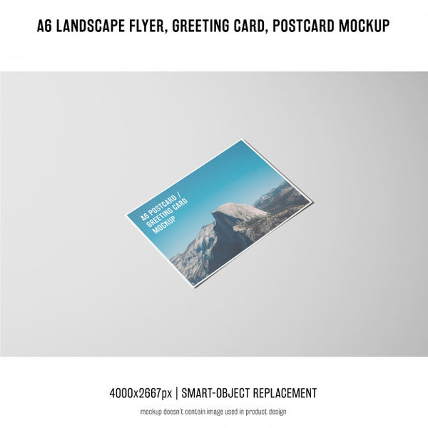 Free Landscape Flyer, Postcard, Greeting Card Mockup Psd