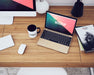 Free Laptop On Desktop Top View Mock Up Psd