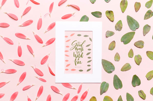 Free Leaves And Petals Floral Mock-Up Psd