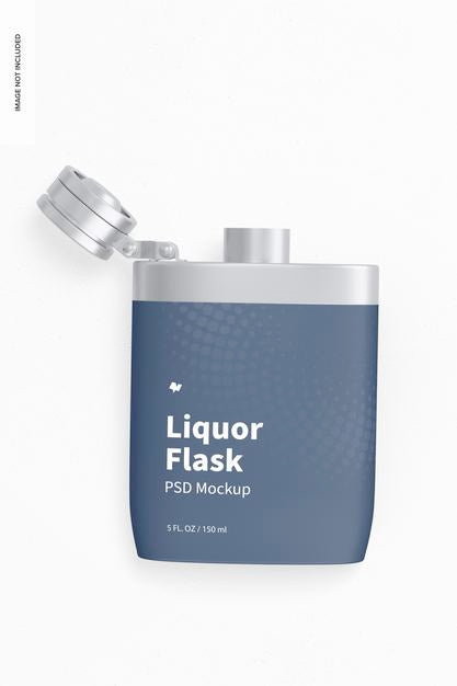 Free Liquor Flask With Plastic Wrap Mockup, Top View Psd