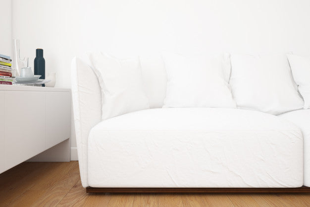 Free Living Room With Sofa Mockup And Decoration Elements Psd