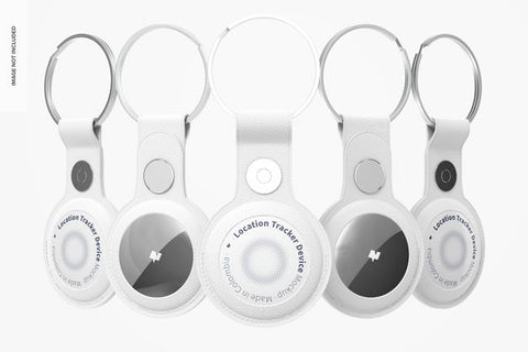 Free Location Tracker Device With Keychain Set Mockup Psd