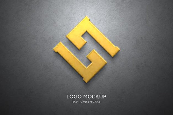 Free Logo Mockup On The Grey Wall Psd