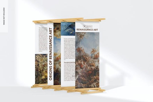 Free Long Wood Exhibition Display Mockup, Front View Psd