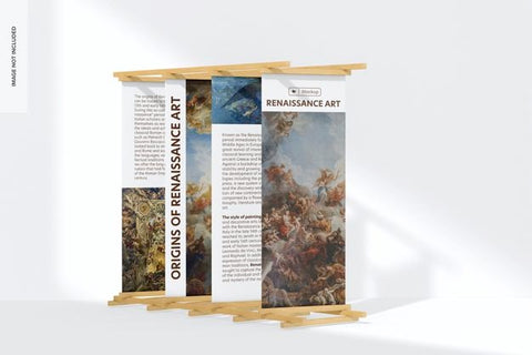 Free Long Wood Exhibition Display Mockup, Front View Psd