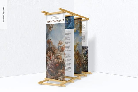 Free Long Wood Exhibition Display Mockup Psd