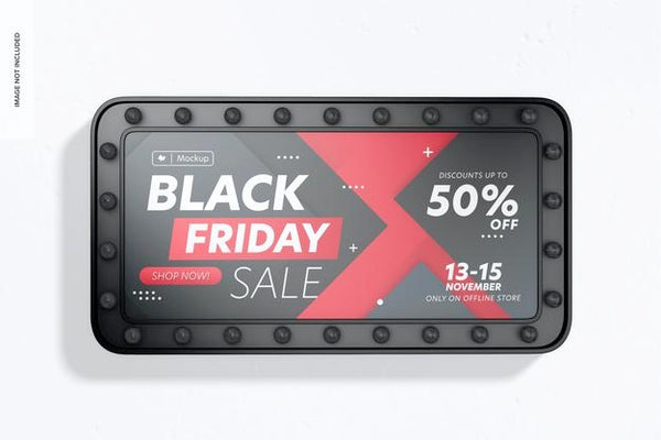 Free Luminous Rectangular Promotional Sign Mockup, Front View Psd