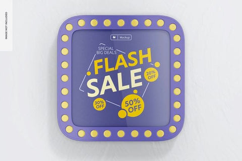 Free Luminous Square Promotional Sign Mockup, Top View Psd