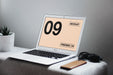Free Macbook Air On Table Mockup