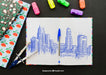 Free Markers, Folders, Compass And Pen Drawing Psd