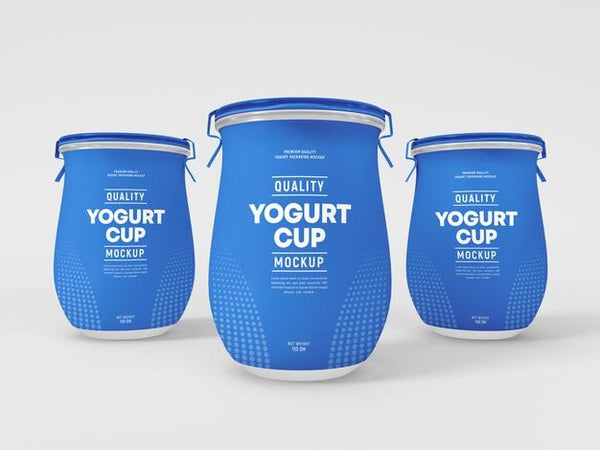 Free Matt Glass Yogurt Cup Packaging Mockup Psd