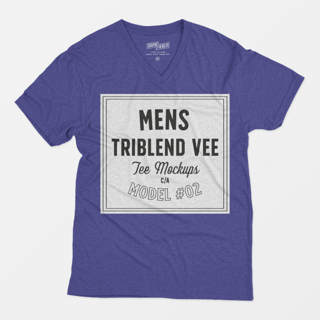 Free Mens Triblend Vee Tee Mockup 02 Psd