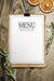 Free Menu Sheet On Wood Table Mockup Psd
