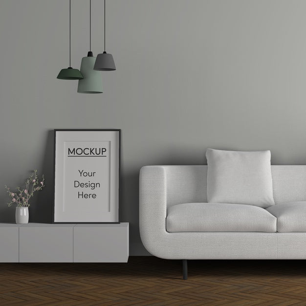 Free Minimalism Concept With White Sofa Psd
