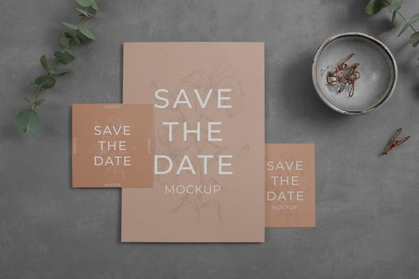 Free Minimalist Save The Date Stationary Mockup Psd