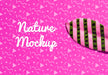 Free Mock-Up Artistic Draw With Strips On Leaves Psd