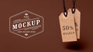 Free Mock-Up Brown Price Tags Hanging Psd