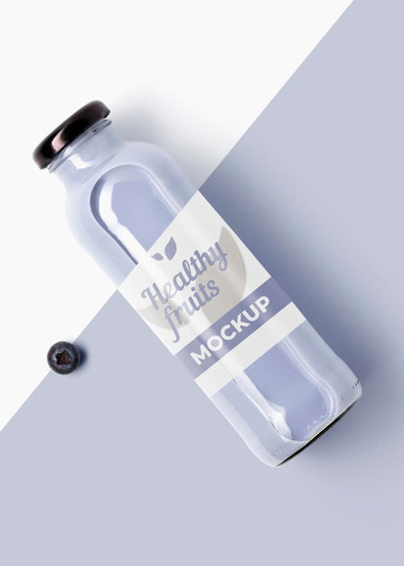 Free Mock-Up Of Smoothie With Healthy Blueberry Fruit Psd