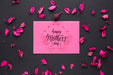 Free Mothers Day Card Mockup With Flowers Psd