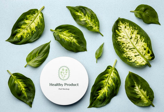 Free Natural Product Mock-Up With Leaves Psd