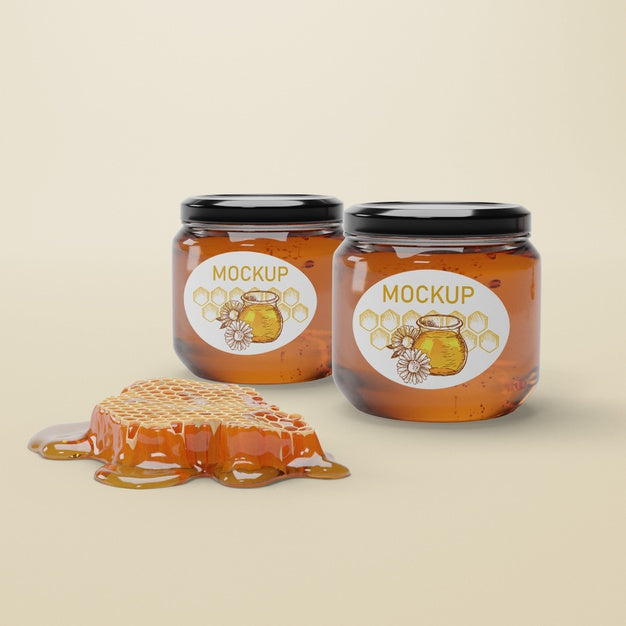 Free Nock-Up Jars With Natural Honey Psd