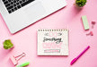 Free Notebook On Desk With Positive Message Psd