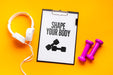 Free Notebook With Message And Headphones Psd