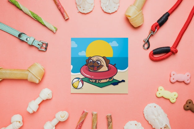 Free Notepad Mockup With Dog Concept Psd