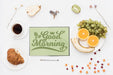 Free Open Notebook Mockup With Breakfast Concept Psd