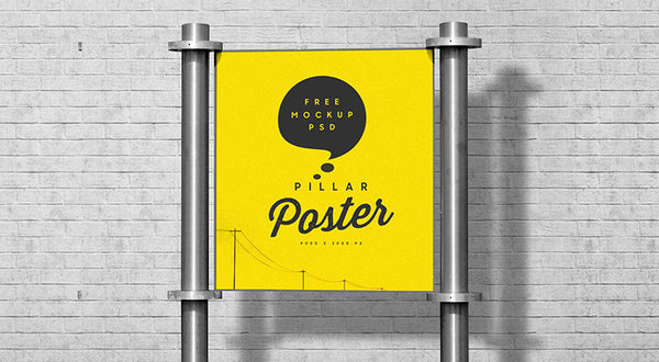 Free Outdoor Large Pillar Poster Mockup Psd