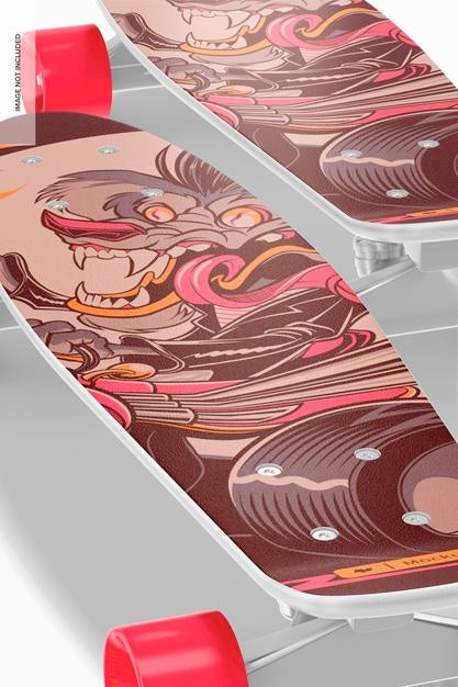 Free Oval Skateboard Mockup, Close Up Psd